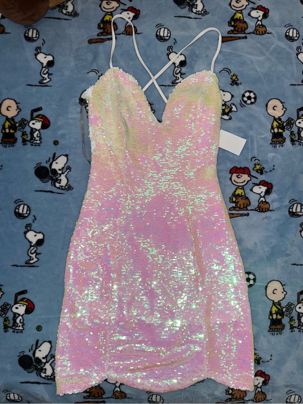 Charlotte Russe Iridescent Pink Sequin Sleeveless Mini Dress